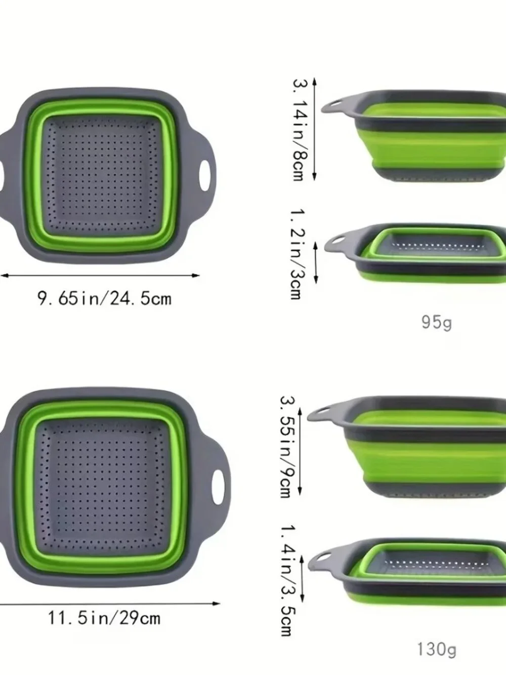 Collapsible Silicone Colander- Large And Small Silicone Kitchen Strainer(Orange)